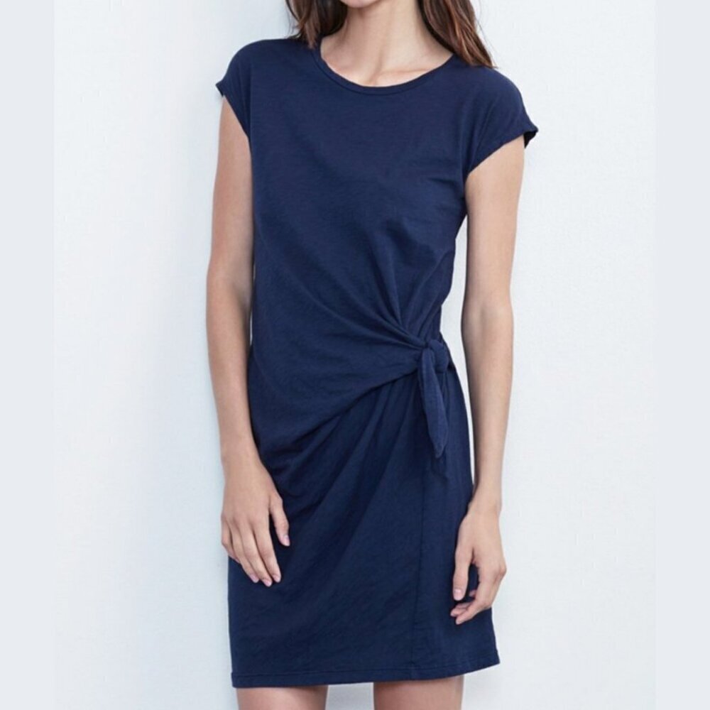 Anthropologie Velvet Graham & Spencer Gussie Side Tie Dress Blue